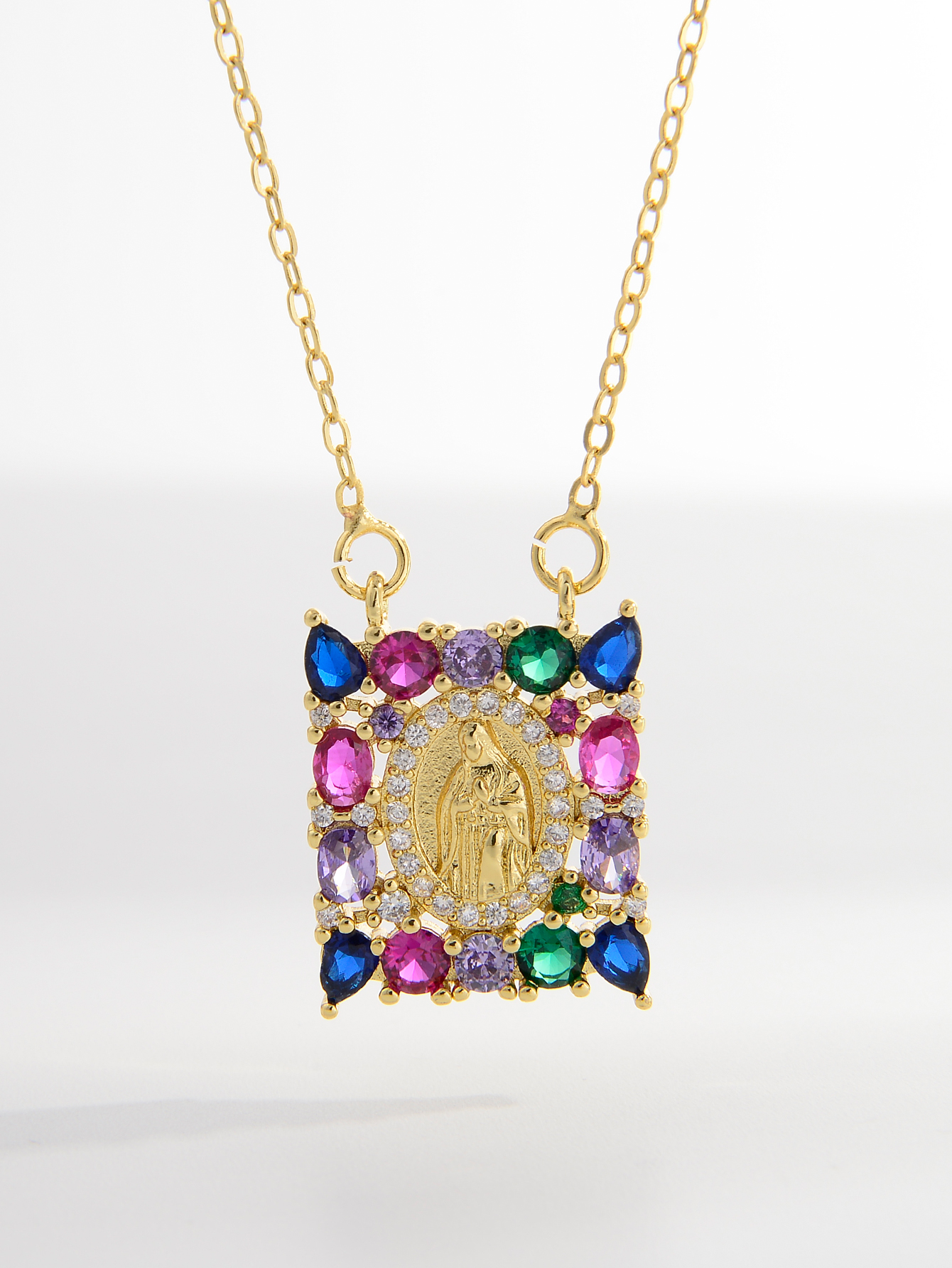 Elegant Retro Square Heart Shape Copper 18k Gold Plated Zircon Pendant Necklace In Bulk display picture 15