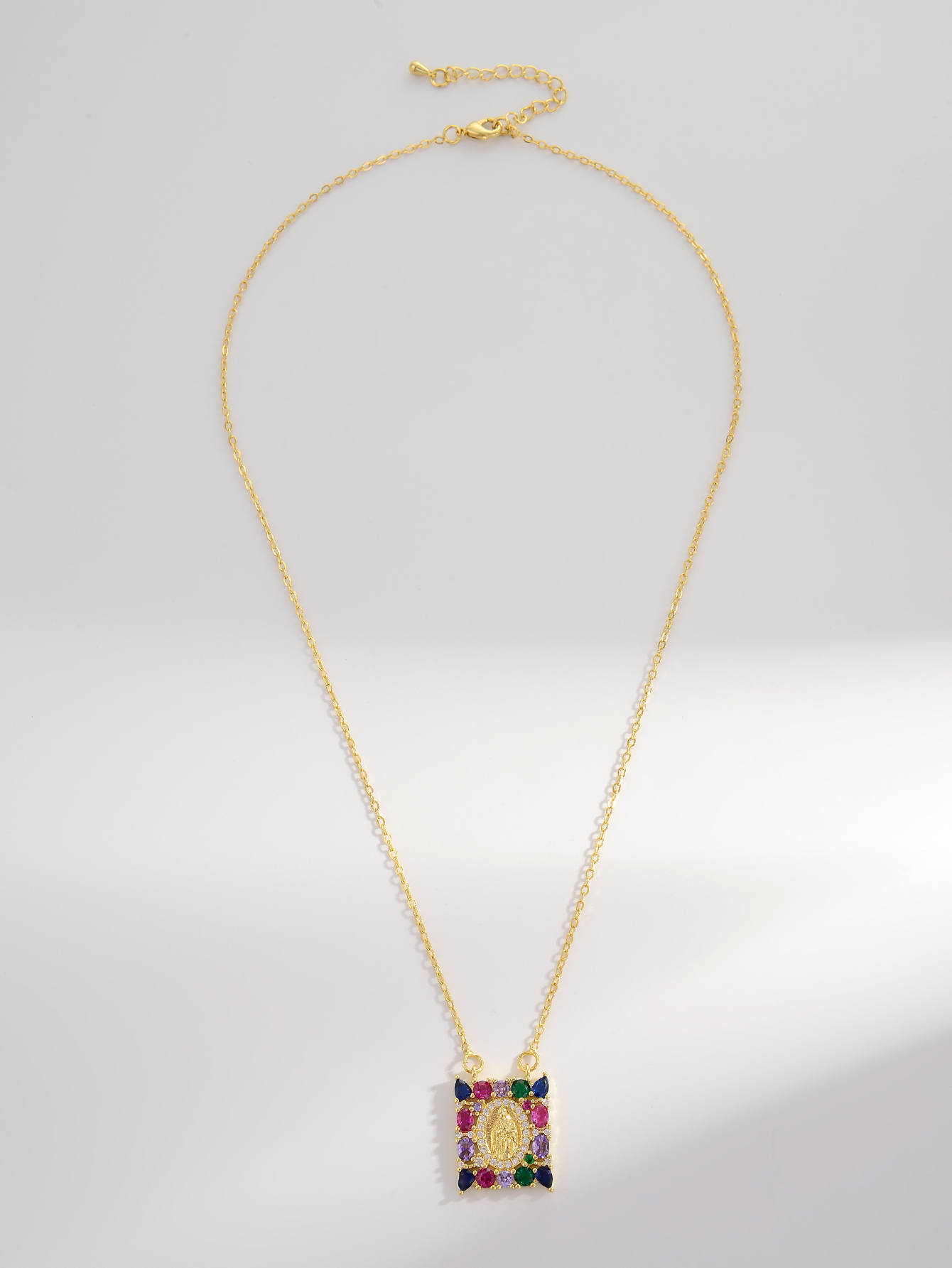 Elegant Retro Square Heart Shape Copper 18k Gold Plated Zircon Pendant Necklace In Bulk display picture 1
