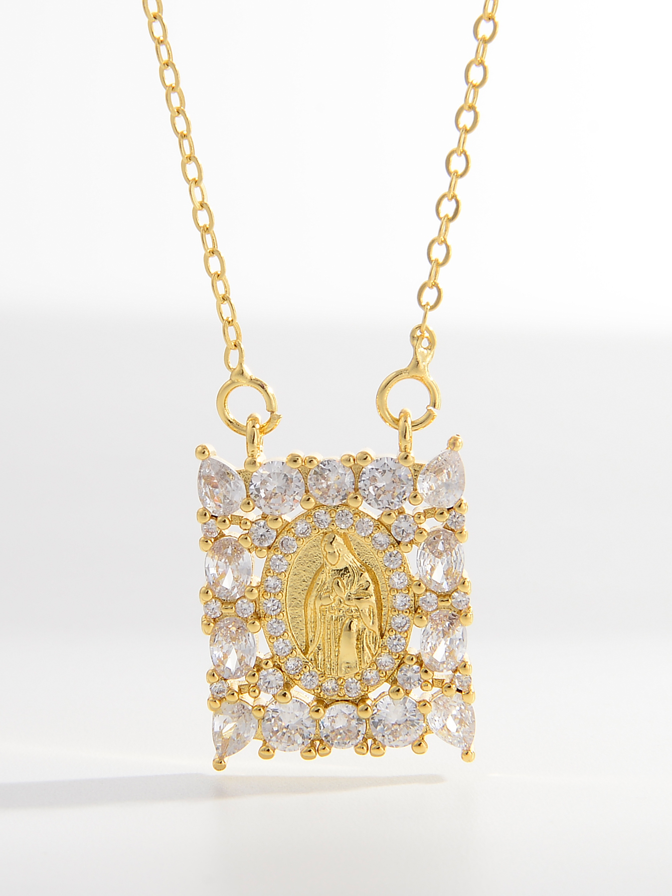 Elegant Retro Square Heart Shape Copper 18k Gold Plated Zircon Pendant Necklace In Bulk display picture 13