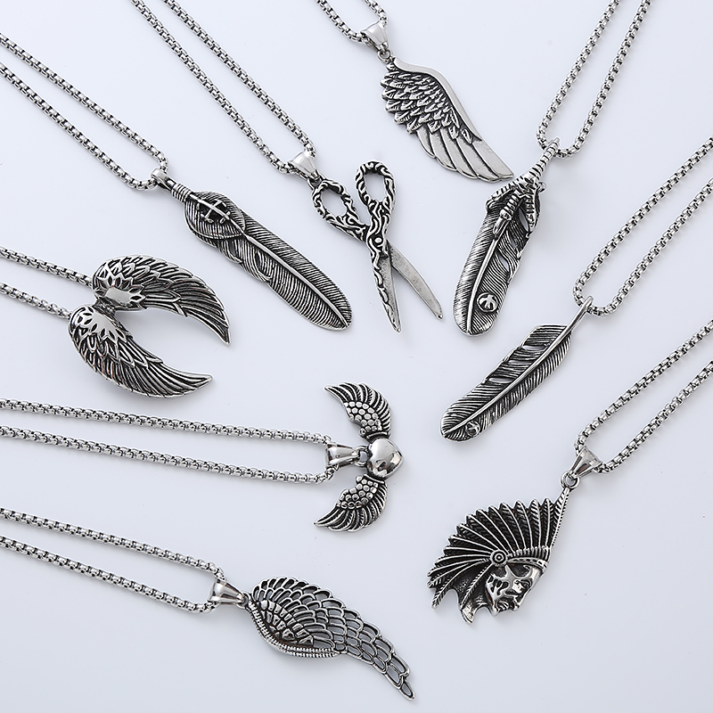 Streetwear Cool Style Wings 304 Stainless Steel No Inlaid Men'S Necklace Pendant display picture 3