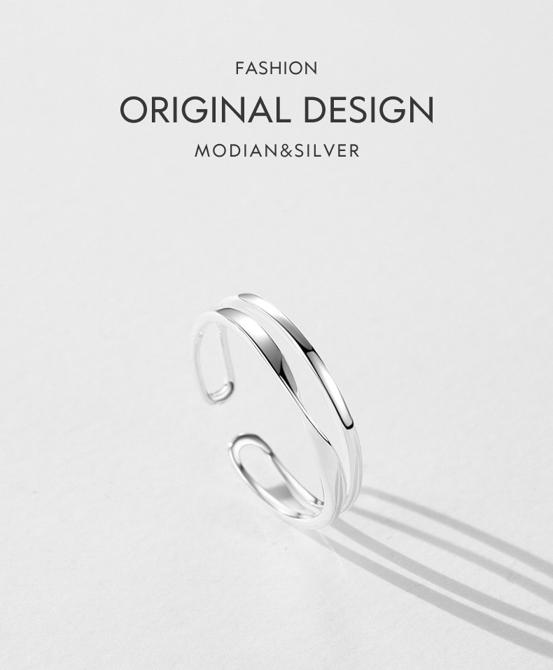 Simple Style Lines Sterling Silver Plating Silver Plated Rings display picture 1