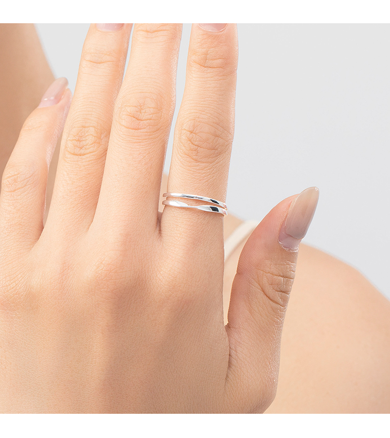 Simple Style Lines Sterling Silver Plating Silver Plated Rings display picture 3