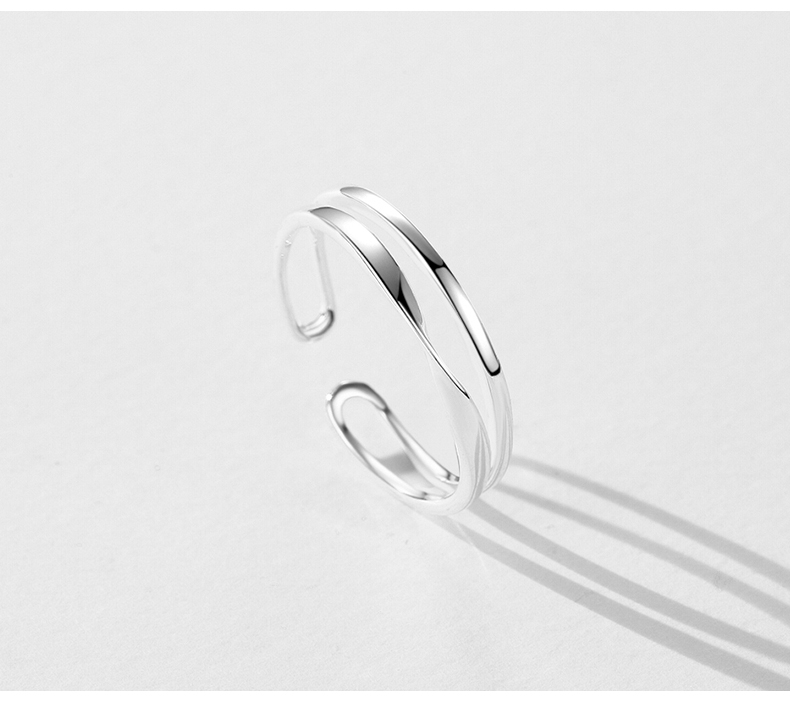 Simple Style Lines Sterling Silver Plating Silver Plated Rings display picture 6