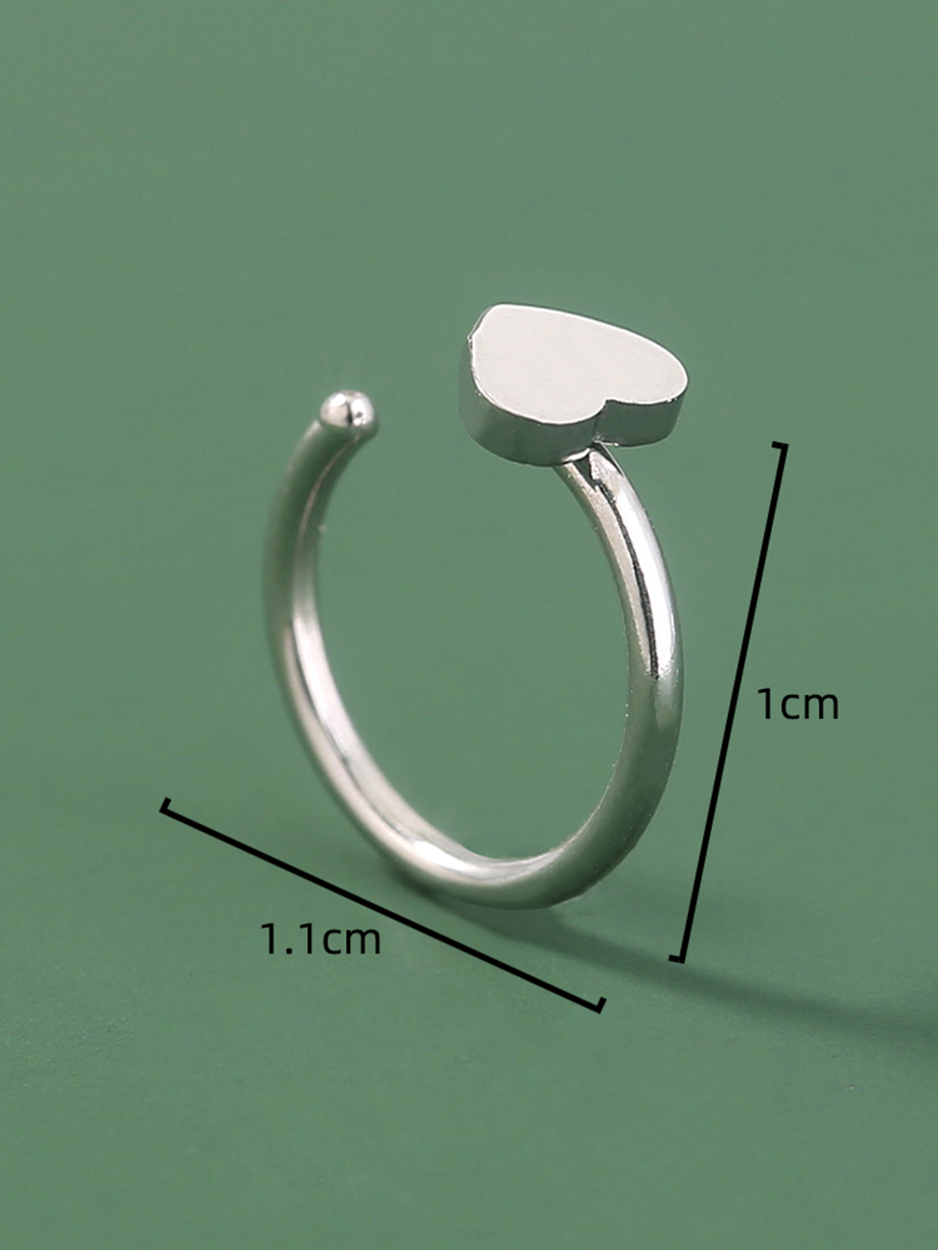Hip-hop Heart Shape Solid Color Stainless Steel Nose Ring display picture 5