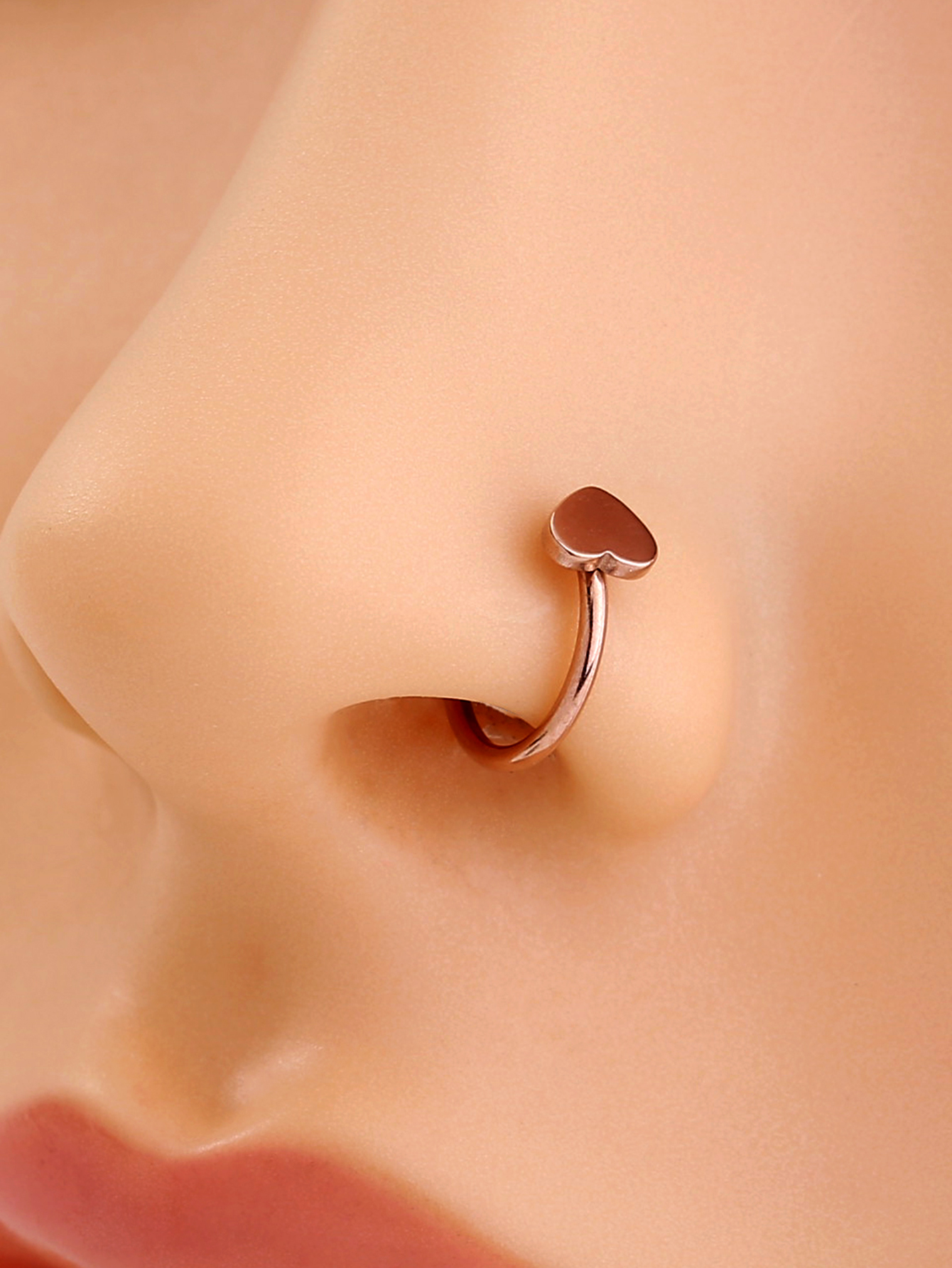 Hip-hop Heart Shape Solid Color Stainless Steel Nose Ring display picture 10