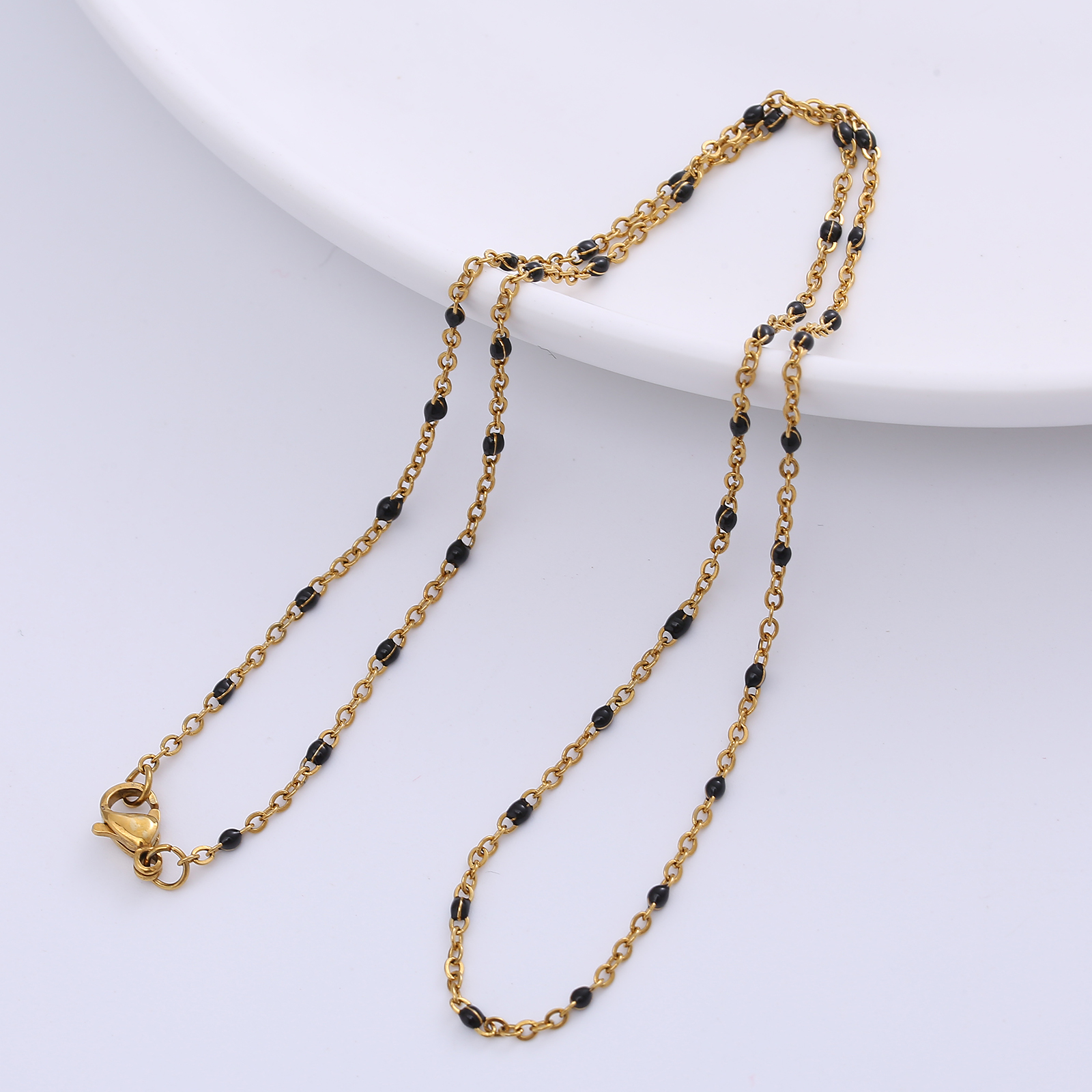 304 Stainless Steel 18K Gold Plated Hawaiian Bohemian Epoxy Plating Geometric Necklace display picture 4