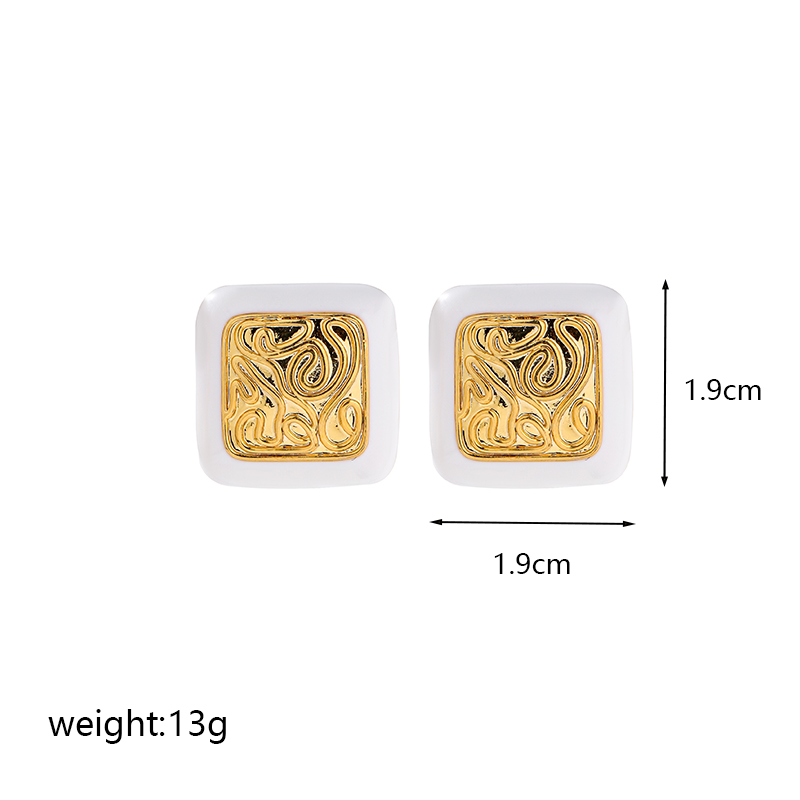 1 Pair Elegant Vintage Style Geometric Heart Shape Enamel Plating Copper 18k Gold Plated Ear Studs display picture 1