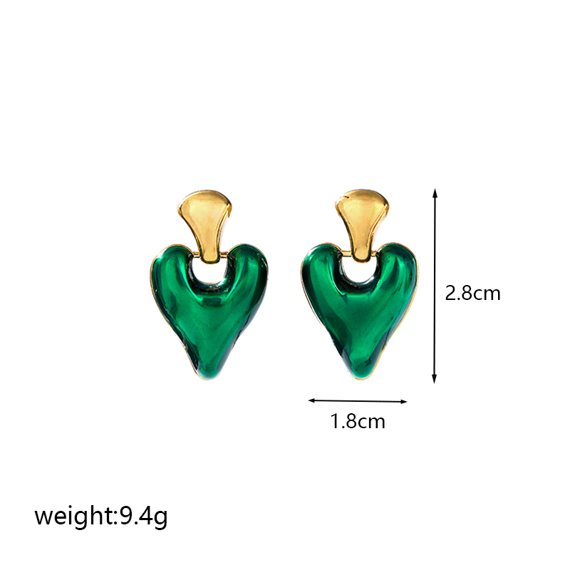 1 Pair Elegant Vintage Style Geometric Heart Shape Enamel Plating Copper 18k Gold Plated Ear Studs display picture 3