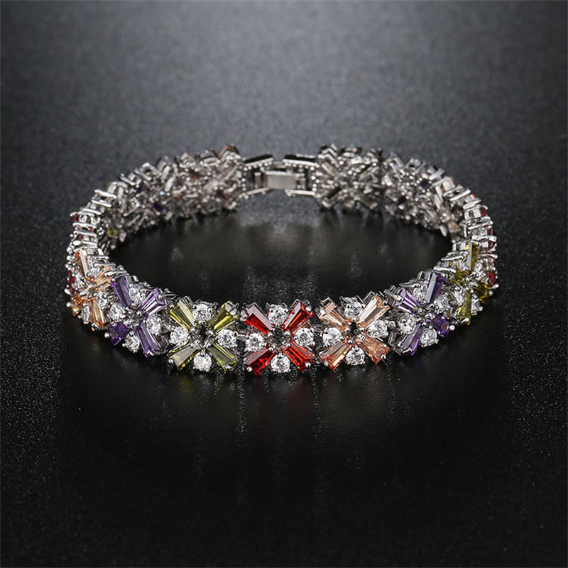 Copper K Gold Plated Rhodium Plated Glam Plating Inlay Snowflake Zircon Bracelets display picture 5