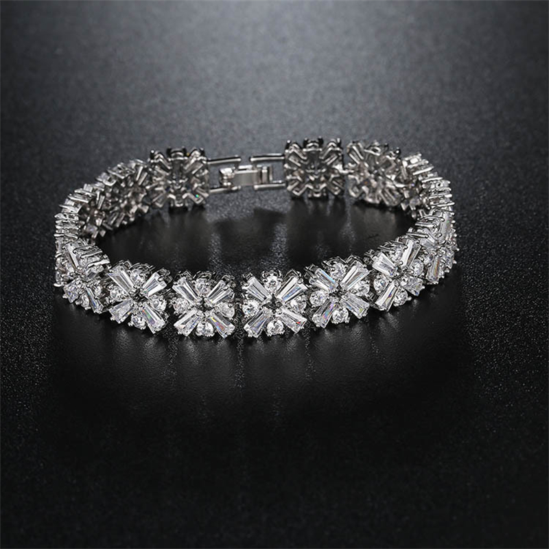 Copper K Gold Plated Rhodium Plated Glam Plating Inlay Snowflake Zircon Bracelets display picture 6