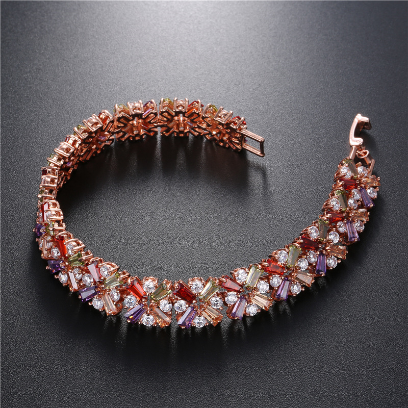 Copper K Gold Plated Rhodium Plated Glam Plating Inlay Snowflake Zircon Bracelets display picture 8