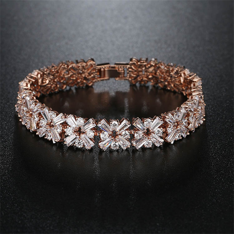 Copper K Gold Plated Rhodium Plated Glam Plating Inlay Snowflake Zircon Bracelets display picture 4