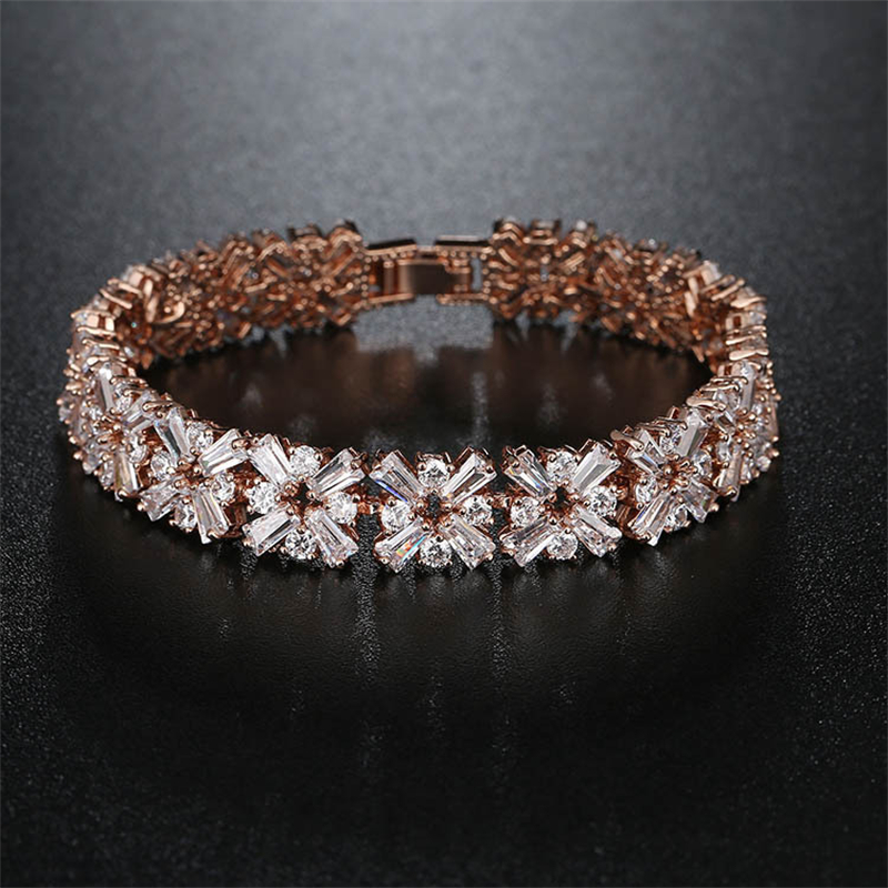 Le Cuivre Plaqué Or K Plaqué Rhodium Glamour Placage Incruster Flocon De Neige Zircon Bracelets display picture 4