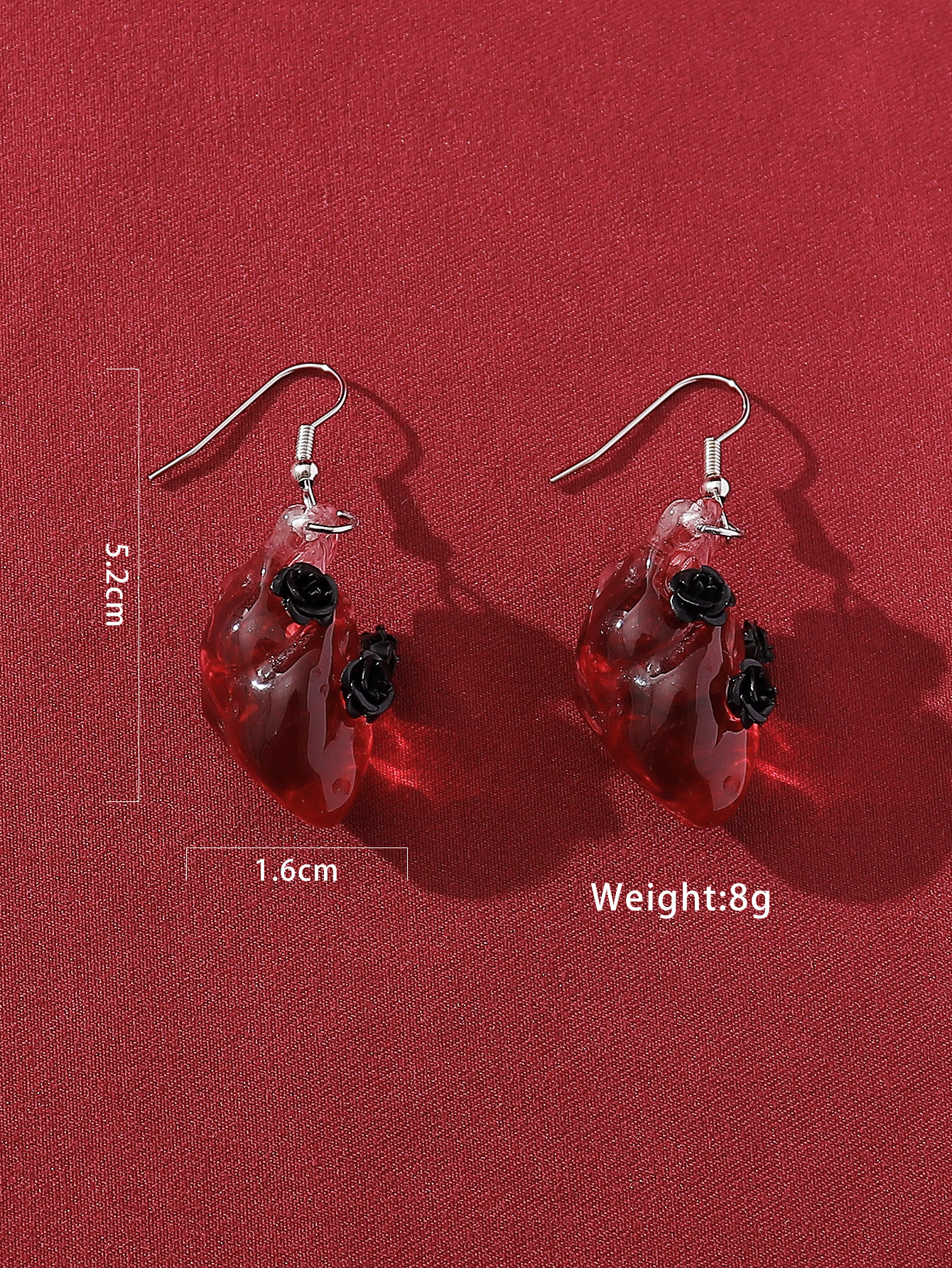 1 Pair Gothic Punk Cool Style Rose Synthetic Resin Alloy Drop Earrings display picture 6