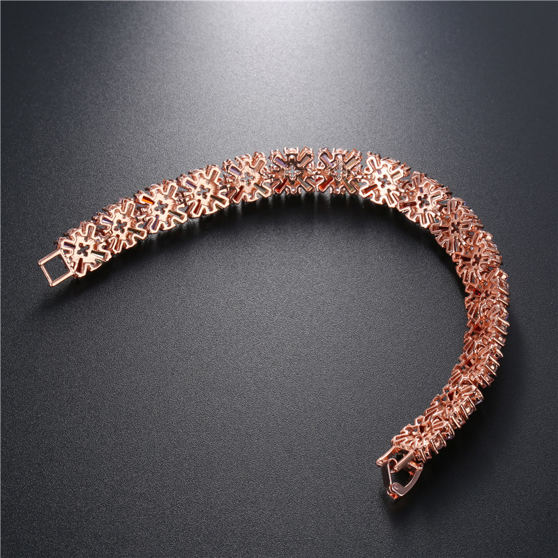 Copper K Gold Plated Rhodium Plated Glam Plating Inlay Snowflake Zircon Bracelets display picture 3