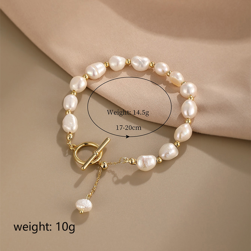 Vintage Style Simple Style Geometric Freshwater Pearl Copper Bracelets display picture 3