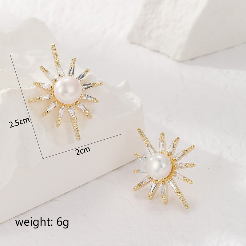 1 Pair Vintage Style Simple Style Geometric Freshwater Pearl Copper Ear Studs display picture 1
