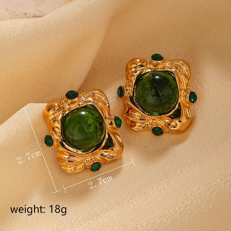 1 Pair Elegant Vintage Style Geometric Inlay Copper Glass Bead Ear Studs display picture 10