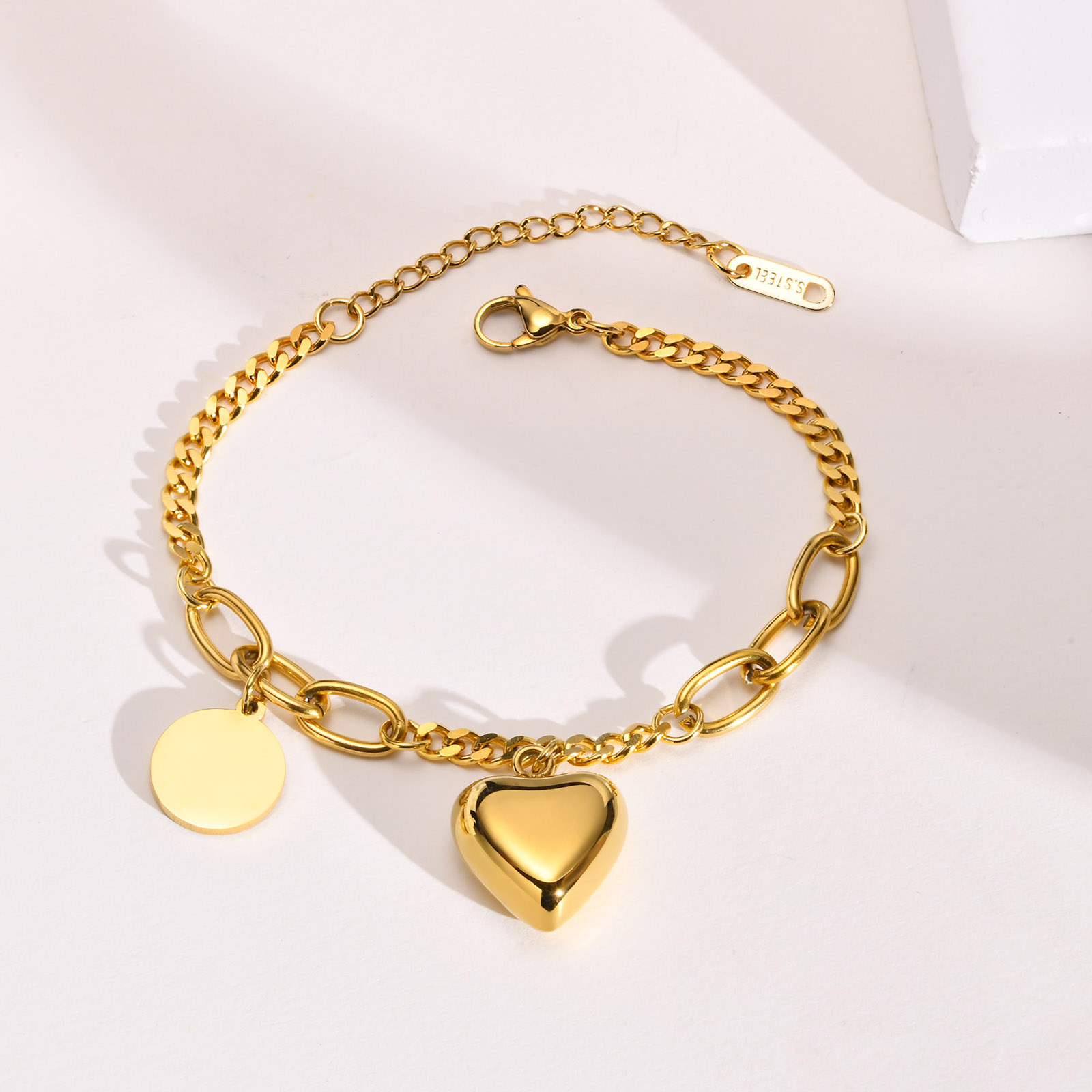 Elegant Lady Simple Style Heart Shape 304 Stainless Steel 18K Gold Plated Bracelets In Bulk display picture 8