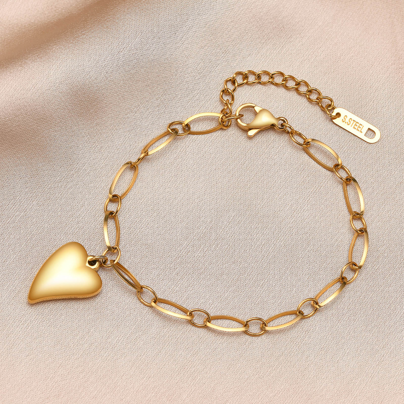 Elegant Lady Simple Style Heart Shape 304 Stainless Steel 18K Gold Plated Bracelets In Bulk display picture 11