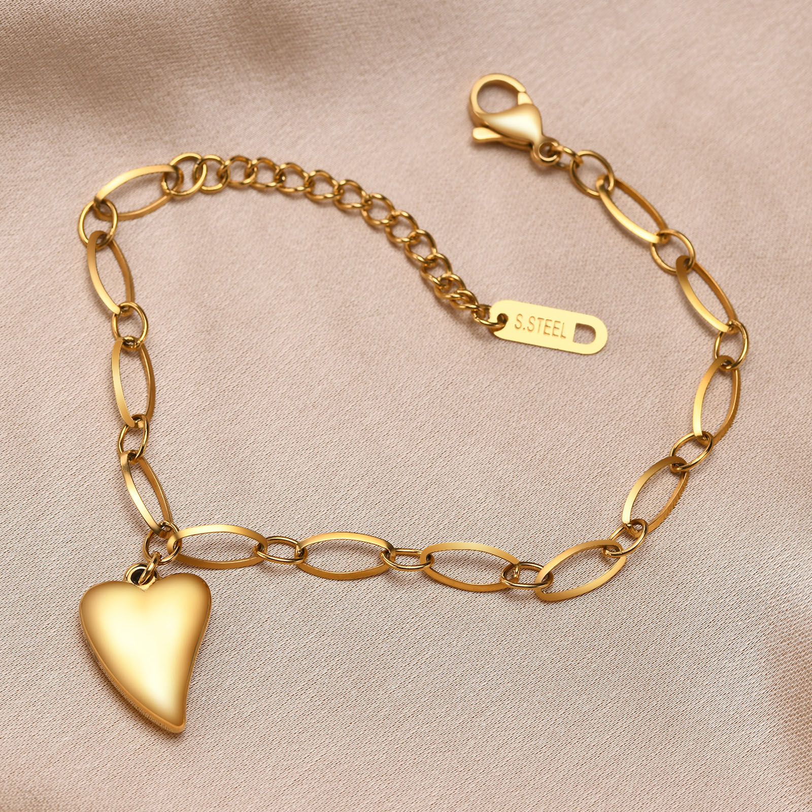 Elegant Lady Simple Style Heart Shape 304 Stainless Steel 18K Gold Plated Bracelets In Bulk display picture 10