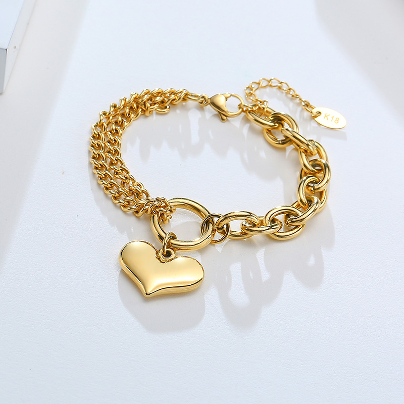 Elegant Lady Simple Style Heart Shape 304 Stainless Steel 18K Gold Plated Bracelets In Bulk display picture 16