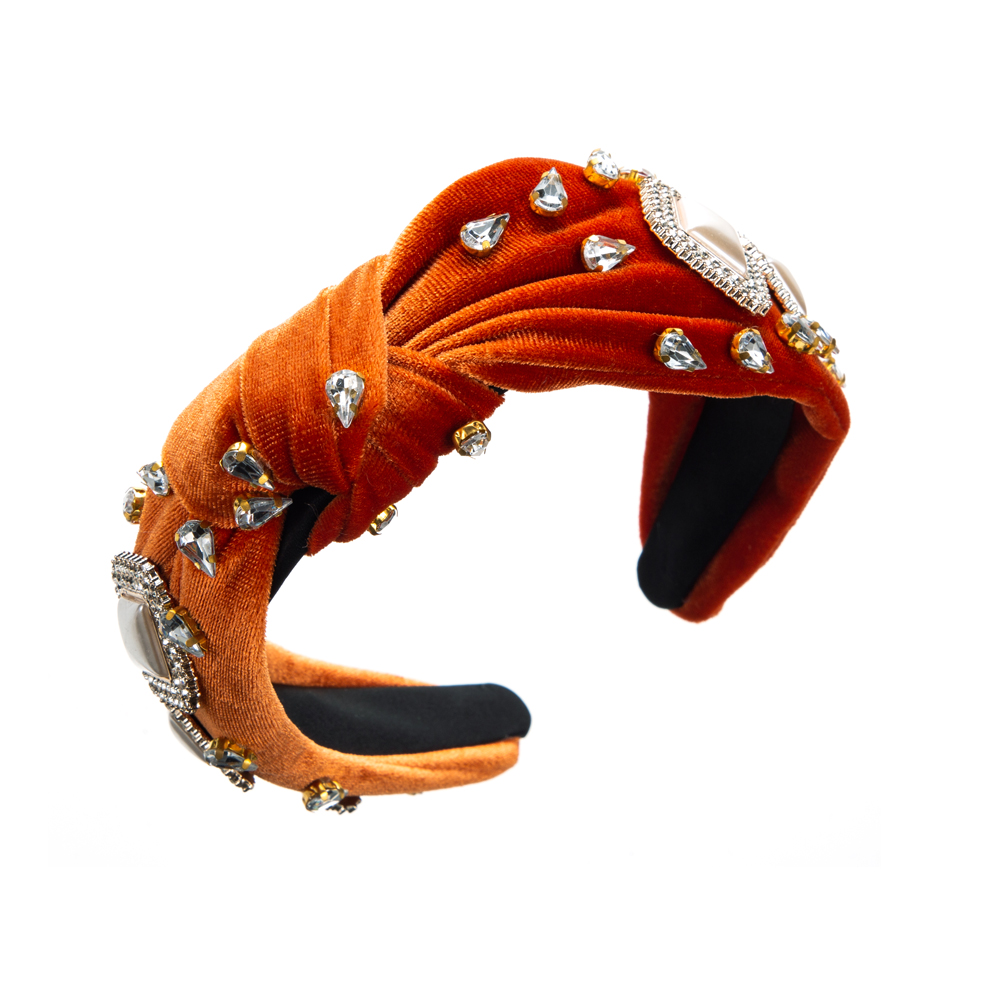 Elegant Solid Color Cloth Inlay Artificial Rhinestones Artificial Pearls Hair Band display picture 2