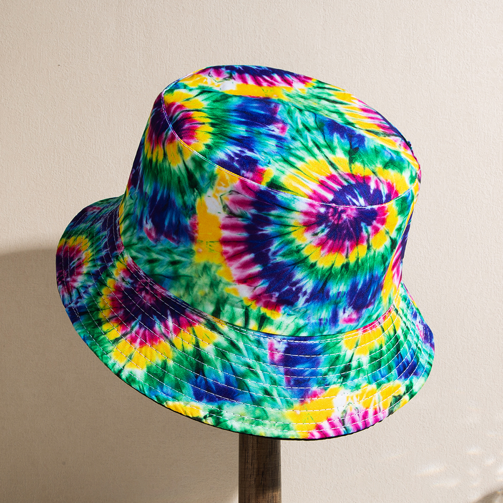 Unisex Casual Hip-hop Tie Dye Wide Eaves Bucket Hat display picture 6