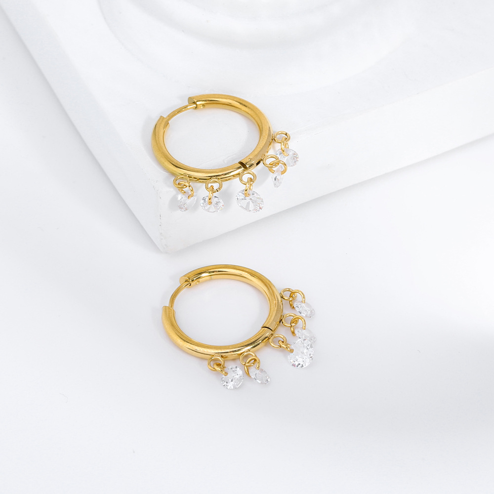 1 Pair Elegant Bohemian Roman Style Circle Plating 201 Stainless Steel Freshwater Pearl 18K Gold Plated Drop Earrings display picture 1