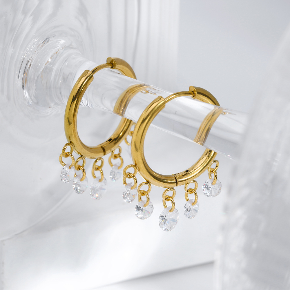 1 Pair Elegant Bohemian Roman Style Circle Plating 201 Stainless Steel Freshwater Pearl 18K Gold Plated Drop Earrings display picture 7