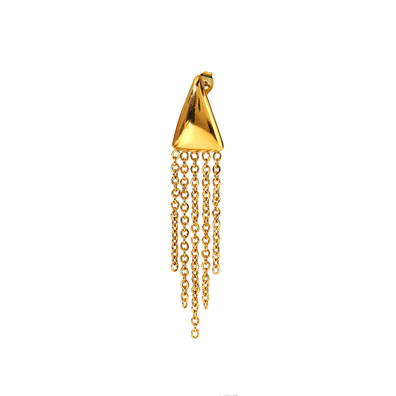 1 Pair Elegant Lady Triangle Tassel Plating Stainless Steel 18k Gold Plated Drop Earrings display picture 1