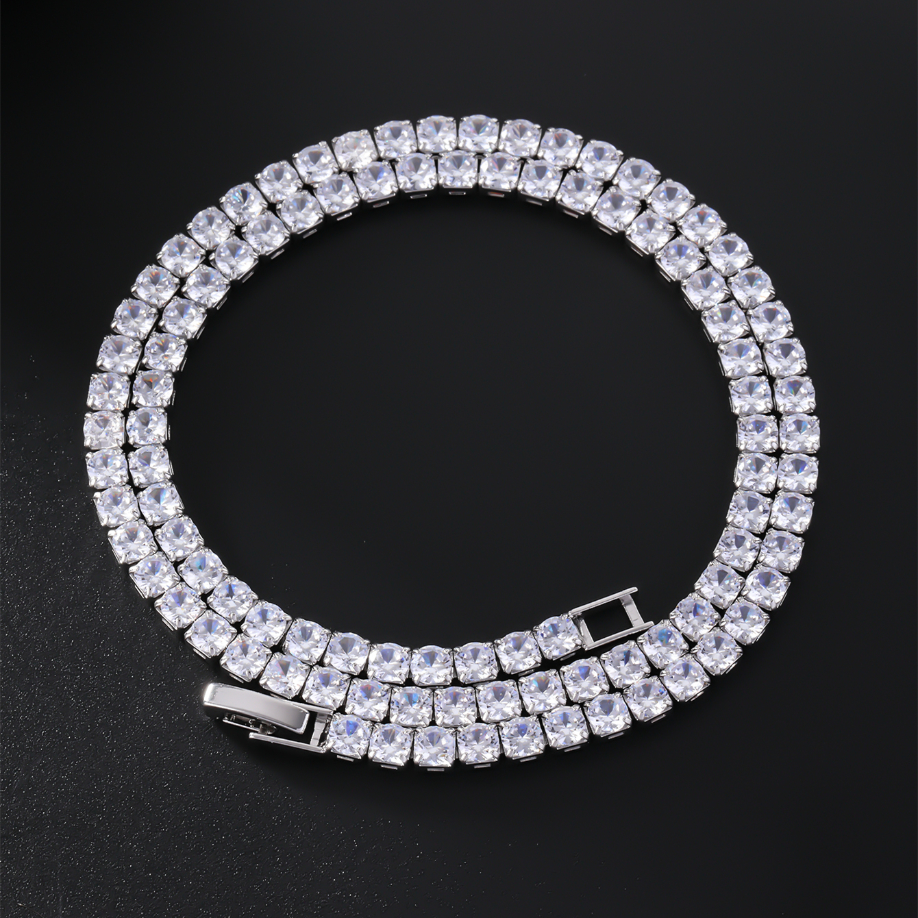 De Gros Décontractée Hip Hop Style Simple Carré Le Cuivre Placage Incruster Plaqué Rhodium Zircon Collier display picture 2