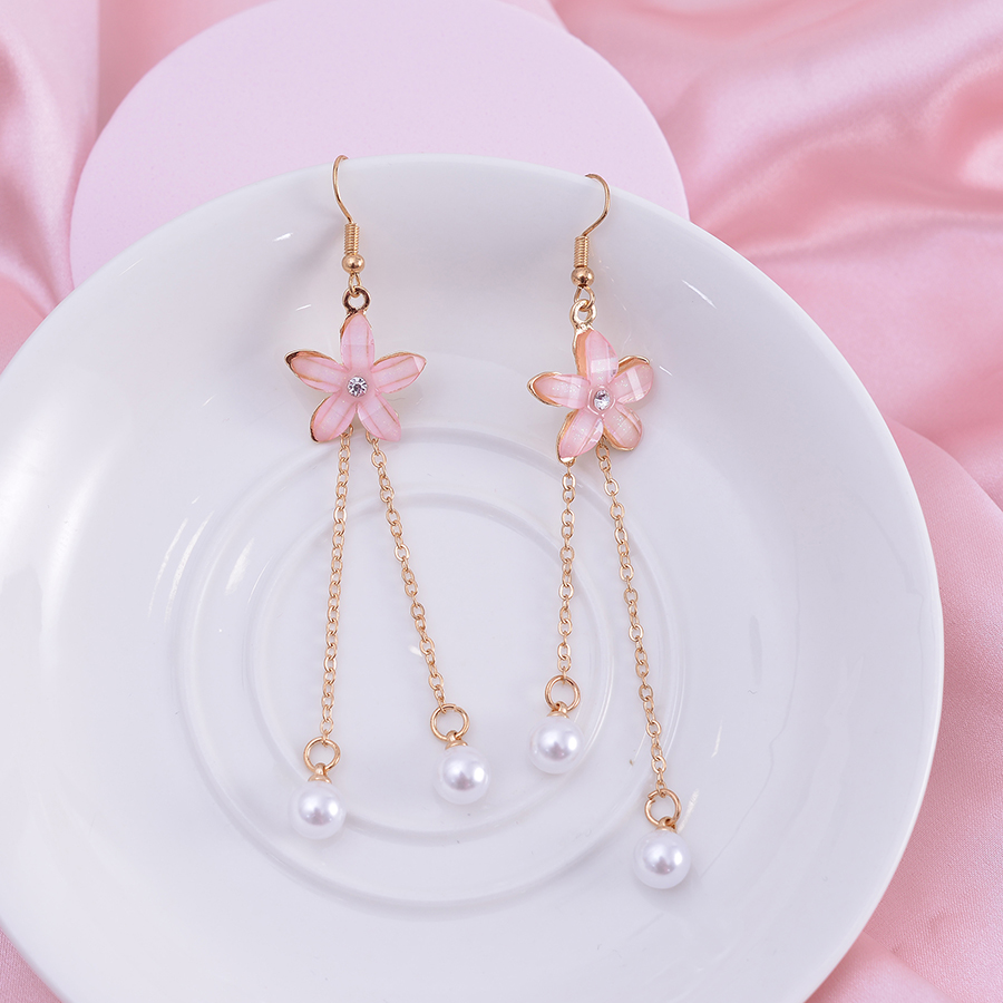 1 Pair Elegant Sweet Artistic Flower Chain Tassel Alloy Drop Earrings display picture 5