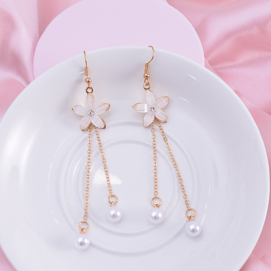 1 Pair Elegant Sweet Artistic Flower Chain Tassel Alloy Drop Earrings display picture 1