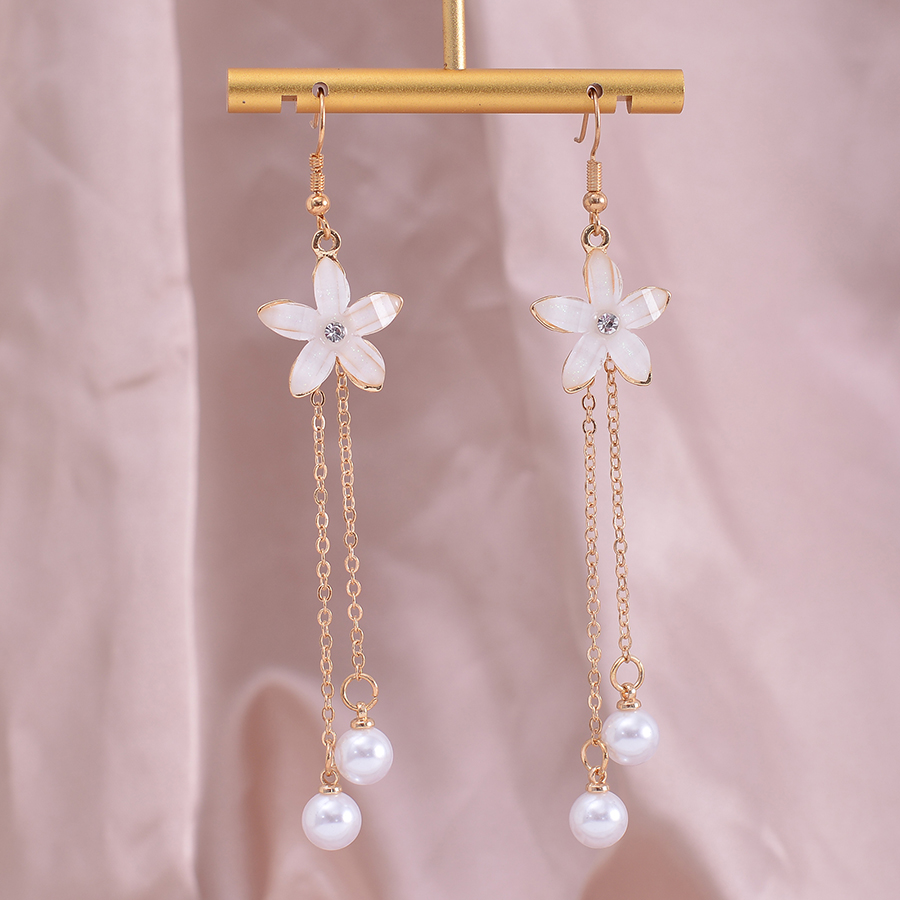 1 Pair Elegant Sweet Artistic Flower Chain Tassel Alloy Drop Earrings display picture 3