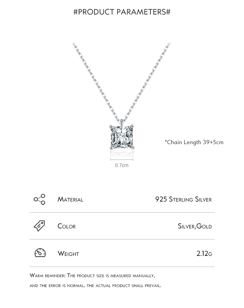 Ig Style Elegant Simple Style Square Sterling Silver Plating Inlay Zircon 14k Gold Plated Rhodium Plated Solitaire Necklace display picture 4