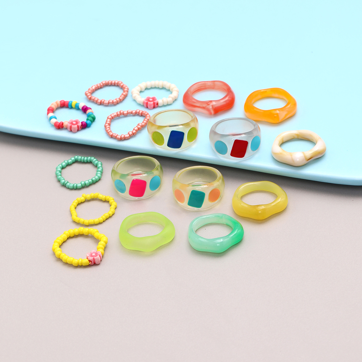Sweet Solid Color Resin Wholesale Rings display picture 3