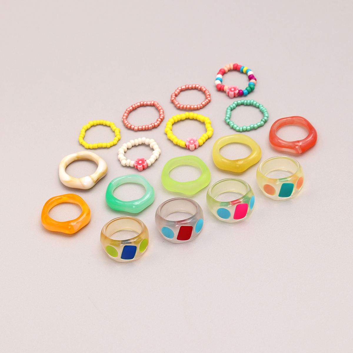 Sweet Solid Color Resin Wholesale Rings display picture 4