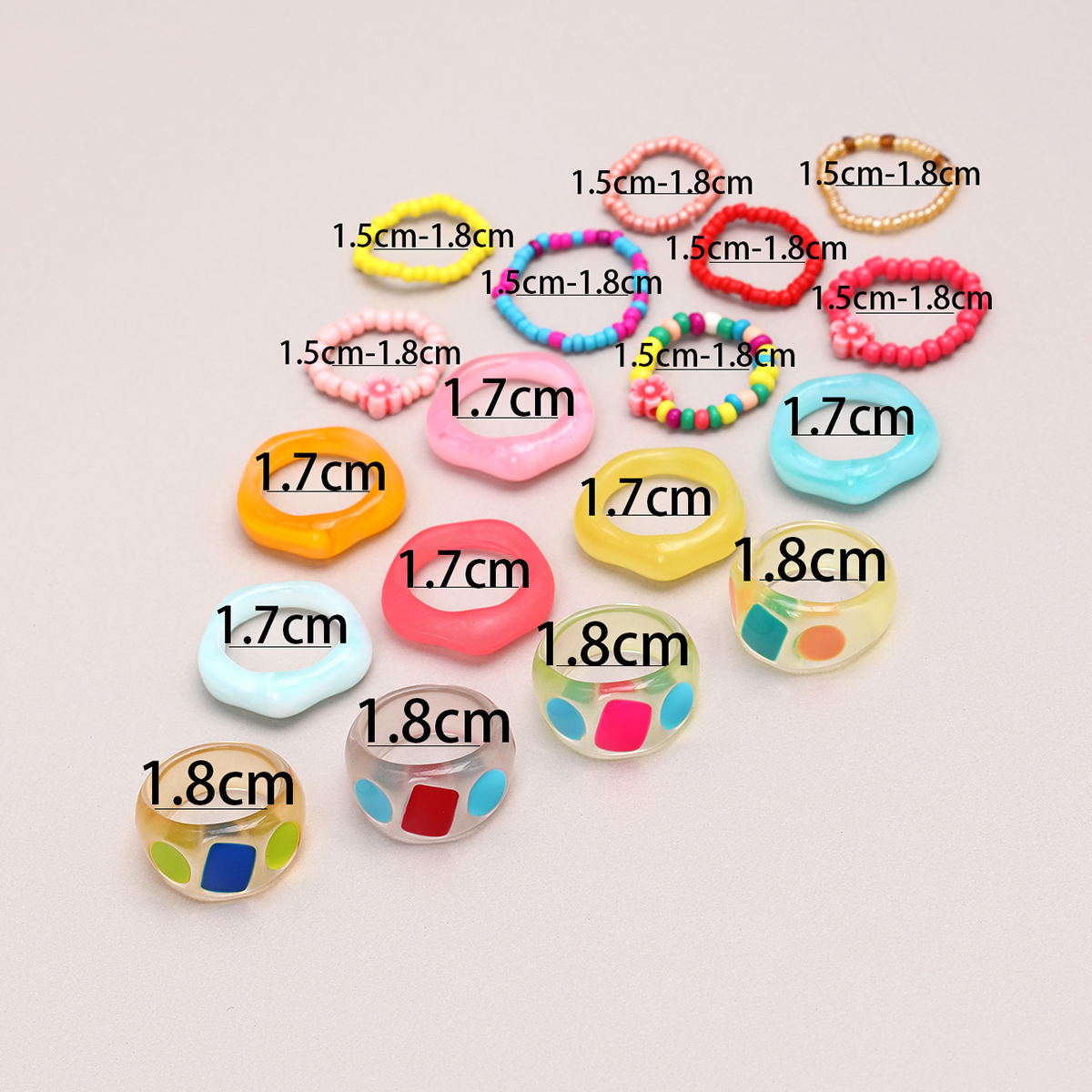 Sweet Solid Color Resin Wholesale Rings display picture 8