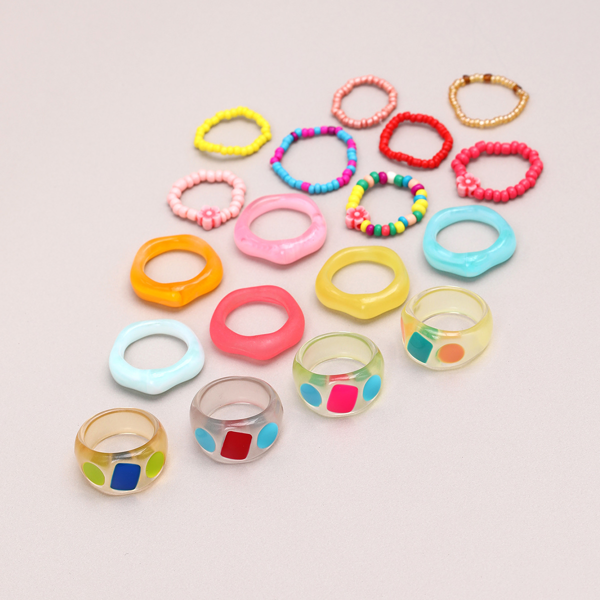 Sweet Solid Color Resin Wholesale Rings display picture 9