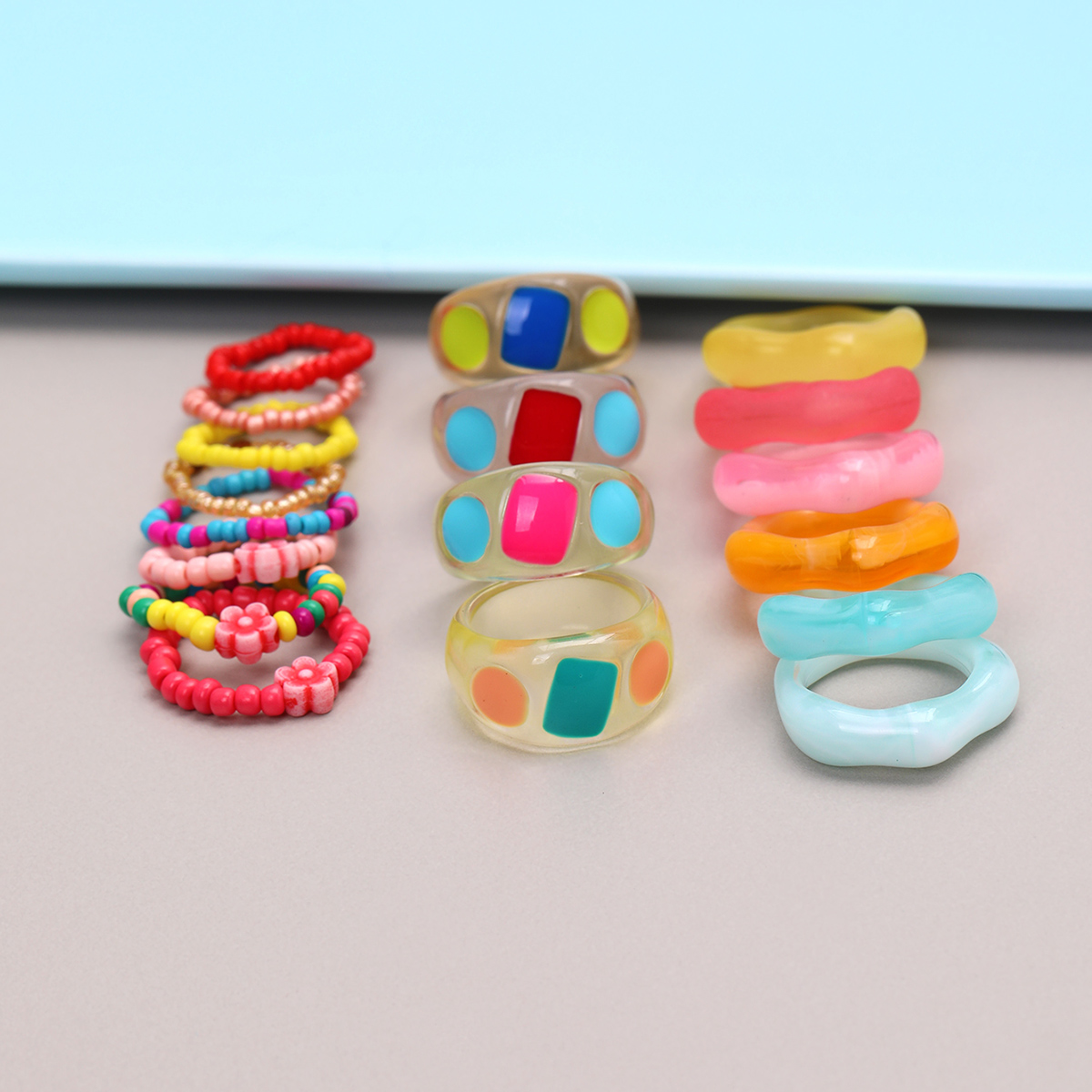 Sweet Solid Color Resin Wholesale Rings display picture 10