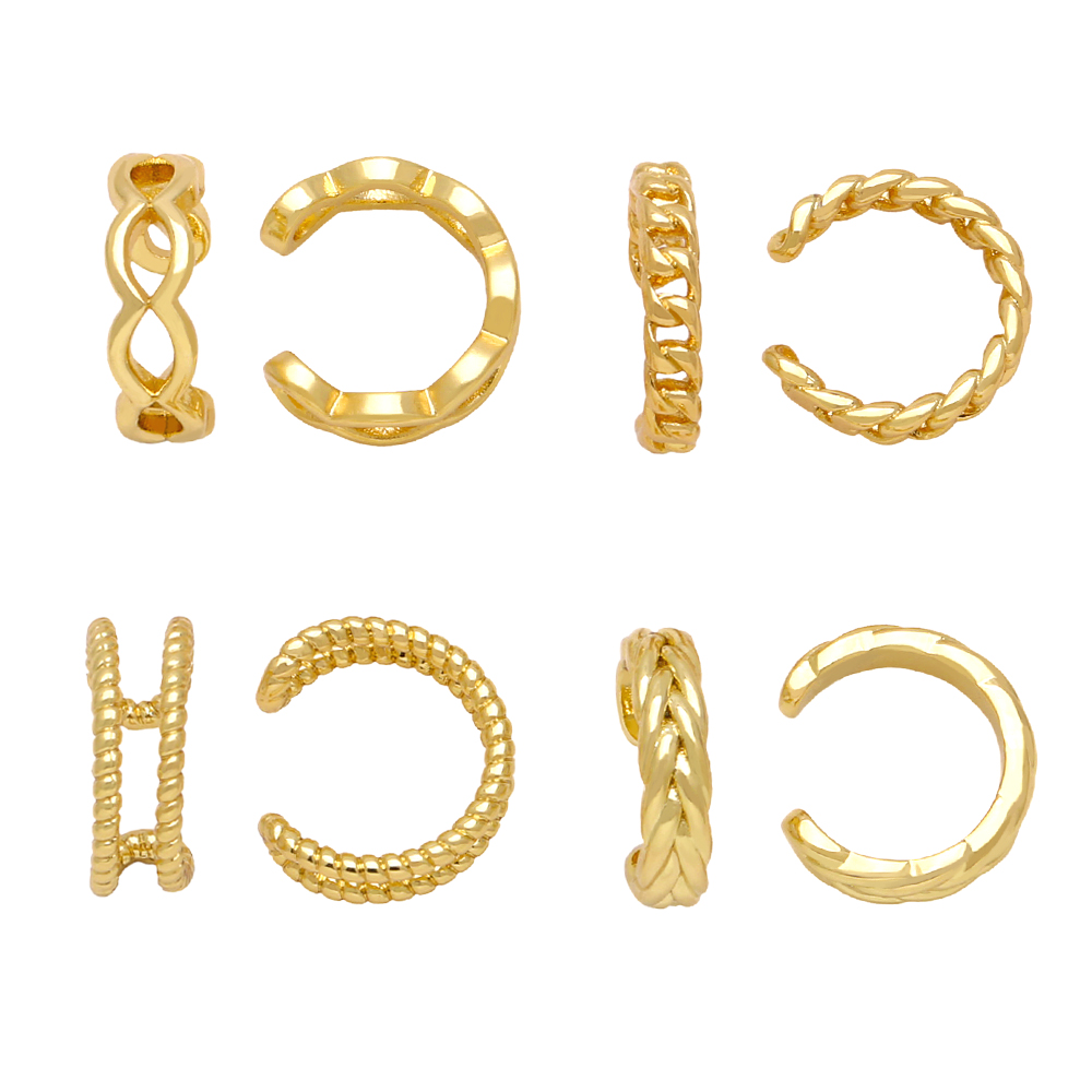 1 Pair Basic Simple Style Geometric Plating Copper 18k Gold Plated Ear Cuffs display picture 2