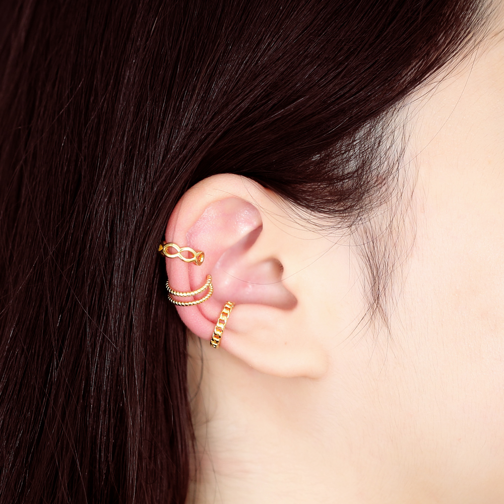 1 Pair Basic Simple Style Geometric Plating Copper 18k Gold Plated Ear Cuffs display picture 9