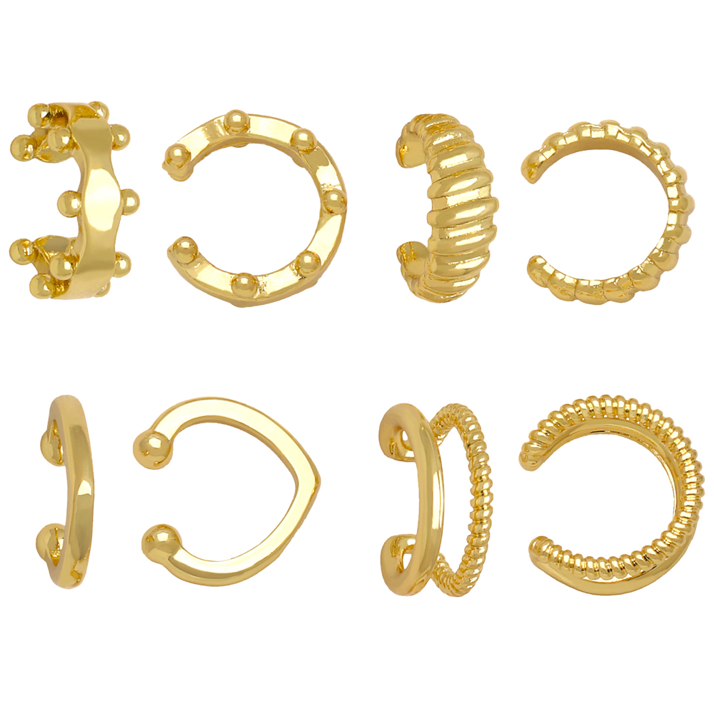 1 Pair Casual Modern Style Geometric Plating Copper 18k Gold Plated Ear Cuffs display picture 2