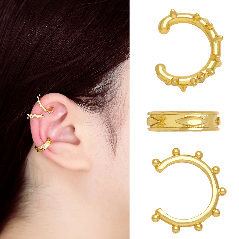 1 Pair Hip-hop Retro Geometric Plating Copper 18k Gold Plated Ear Cuffs display picture 3