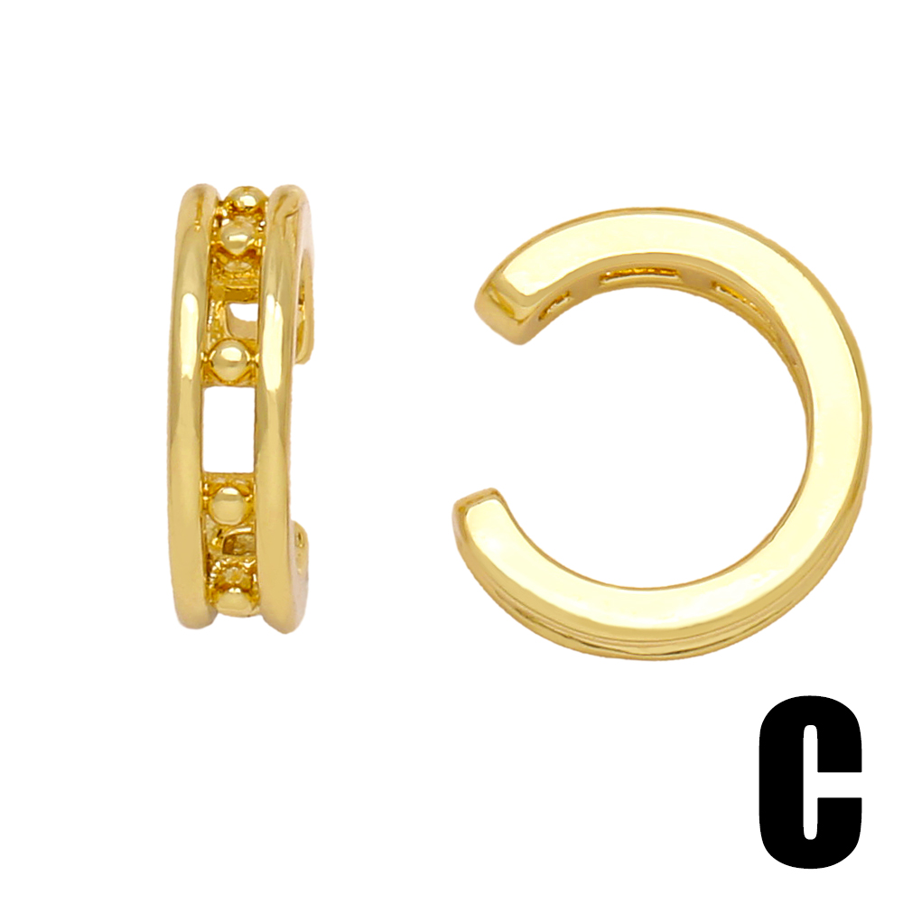 1 Paire Hip Hop Rétro Géométrique Placage Le Cuivre Plaqué Or 18k Clips D'oreille display picture 6