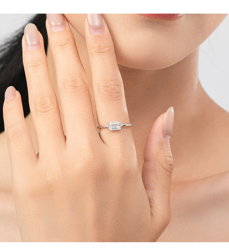 Ig Style Elegant Simple Style Square Heart Shape Rectangle Sterling Silver Plating Inlay Zircon Rhodium Plated Rings display picture 3