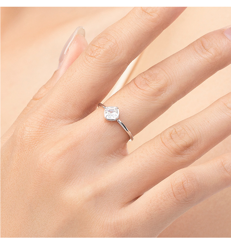 Ig Style Elegant Simple Style Square Heart Shape Rectangle Sterling Silver Plating Inlay Zircon Rhodium Plated Rings display picture 5