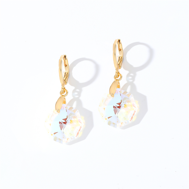 1 Pair Casual Streetwear Geometric Heart Shape Flower Plating 304 Stainless Steel Copper Zircon K Gold Plated Drop Earrings display picture 2