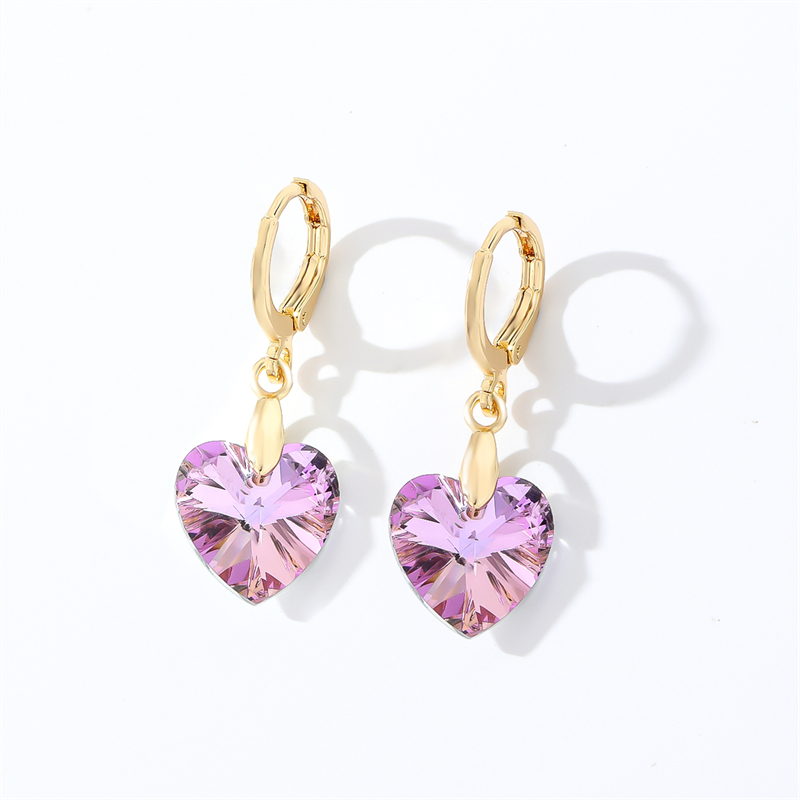 1 Pair Casual Streetwear Geometric Heart Shape Flower Plating 304 Stainless Steel Copper Zircon K Gold Plated Drop Earrings display picture 21